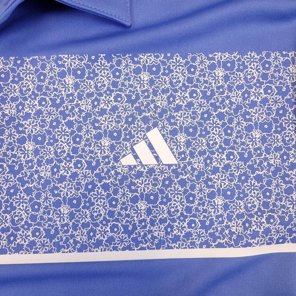 NWT Adidas Golf Polo Mens Medium Performance Stretch Floral Stripe - Picture 12 of 16